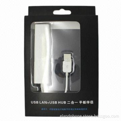 USB LAN RJ45 Port with 3-port USB2.0 Hub, USB 2.0 to Fast Ethernet Adapter
